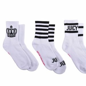 NWT JUICY COUTURE SHORTIE CREW SOCKS 3 PAIRS